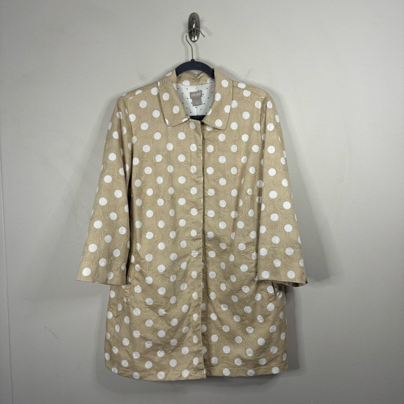 Chico’s Pleat-Back Jacket in Beige Polka Dot size 12/14 Large - Picture 2 of 11